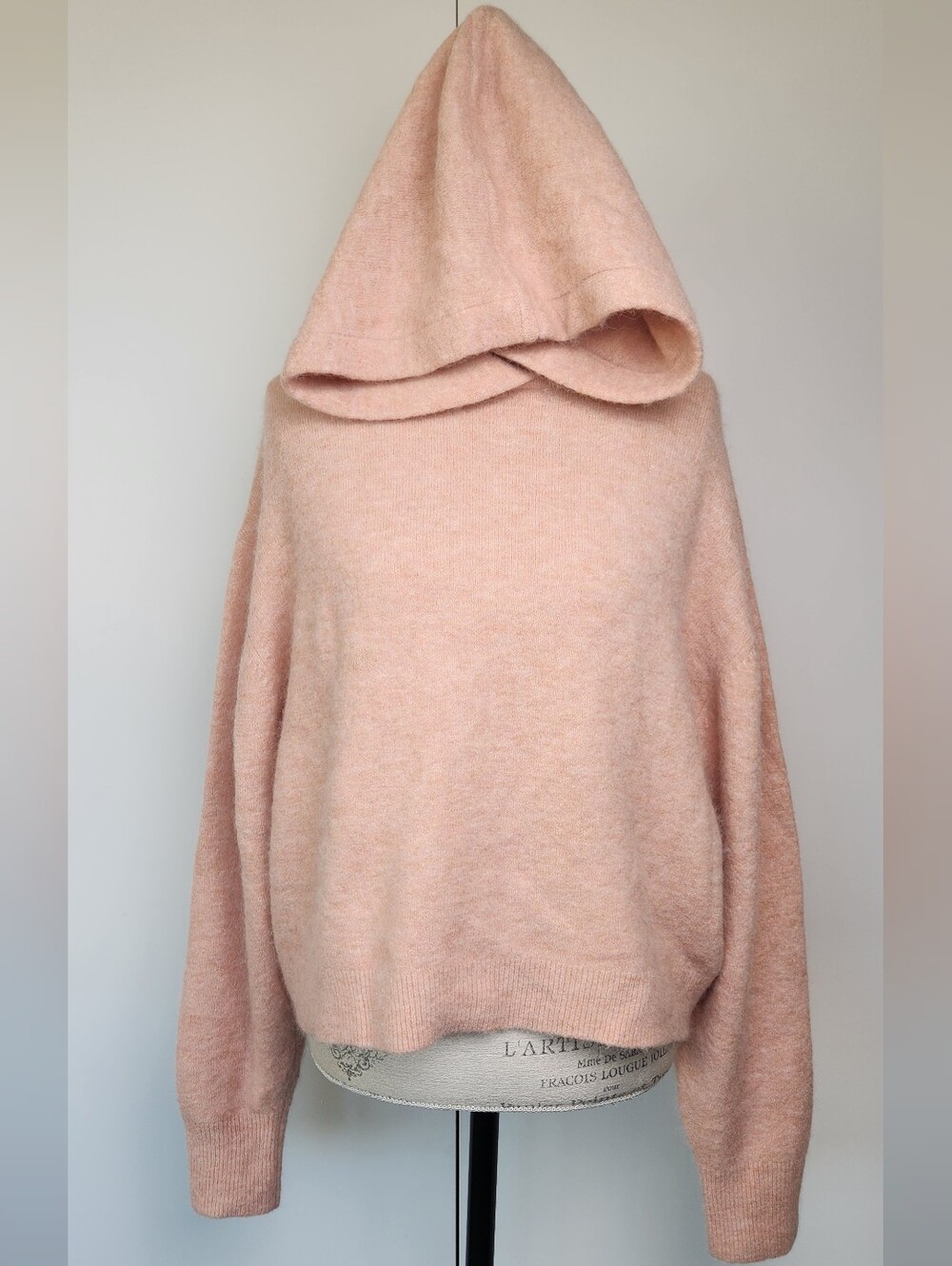 Pink Wool Knit Hoodie Sweater
